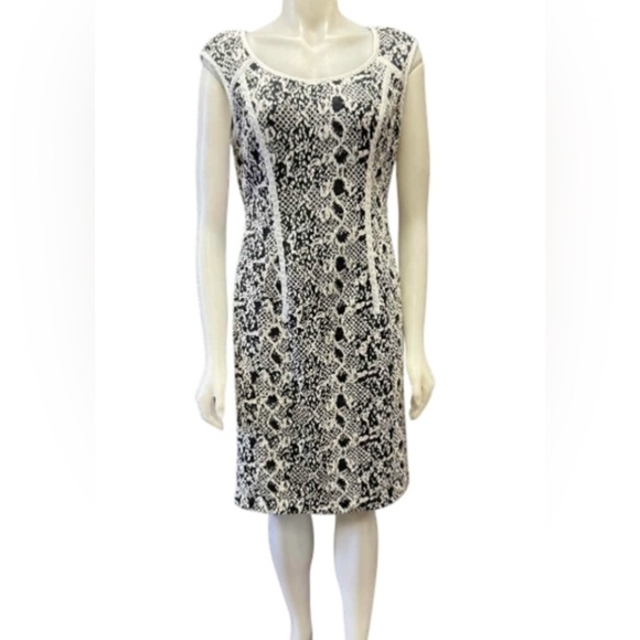 Adrianna Papell Dress Sleeveless Midi Navy/Ivory Size 12 - Picture 1 of 12